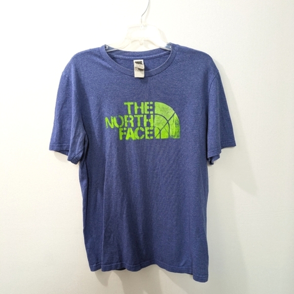 The North Face Other - The North Face Blue Short Sleeve with Neon Green Logo, Mens Large